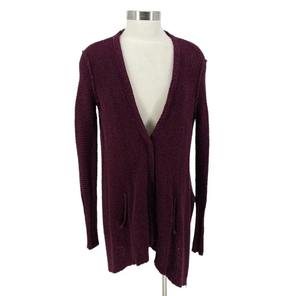 Free People Oversized Sweater Cardigan Purple Long Sleeve Snap Button - Picture 1 of 7